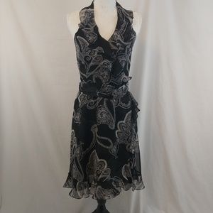 White House Market Black Paisley Halter Dress